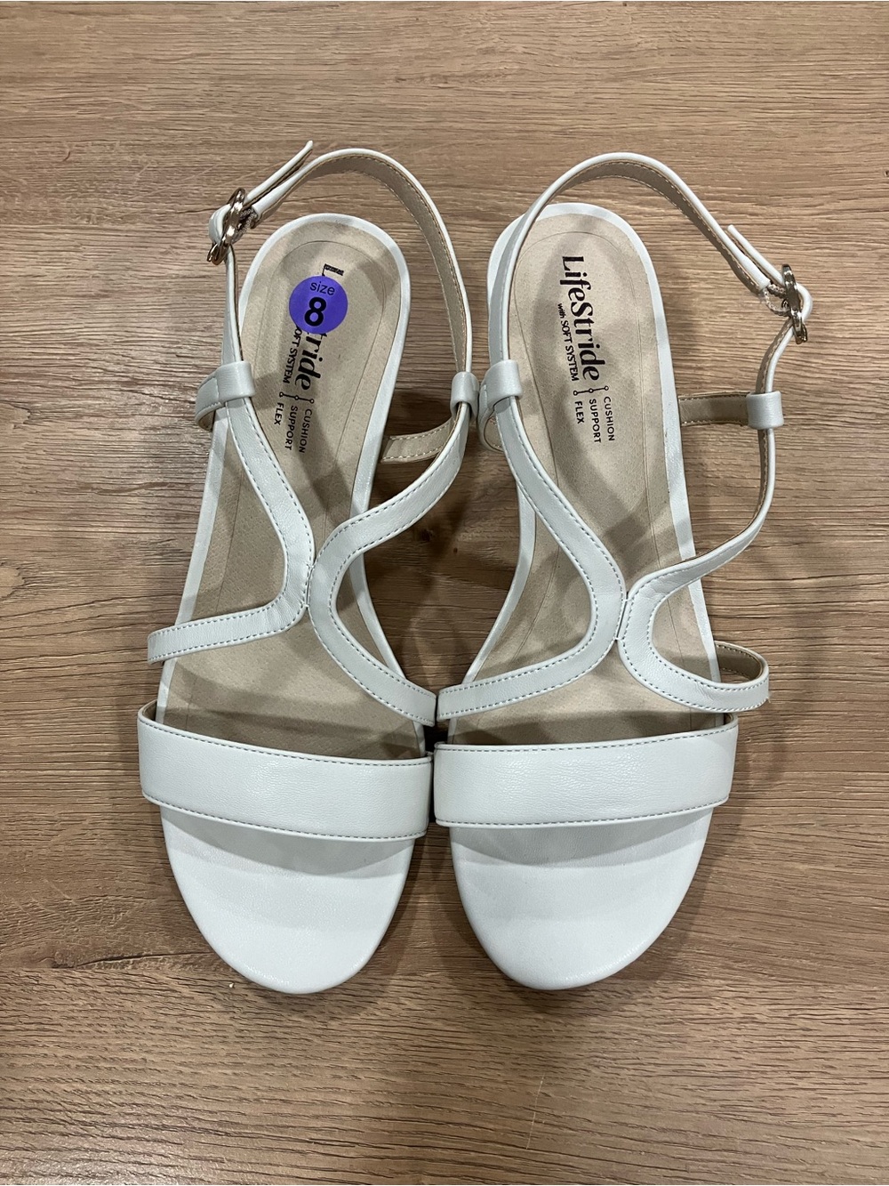Life Stride Taupe Strappy T‑Bar Slingback Sandals NWOT